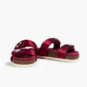 Tory Burch Satin Crystal Embellished Slides - New no box